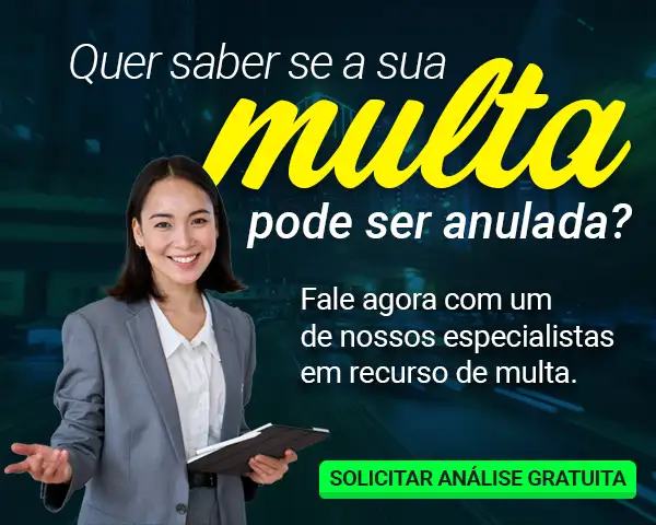 Imagem com texto: Quer saber se a sua multa pode ser anulada? Fale agora com um de nossos especialistas em recurso de multa.